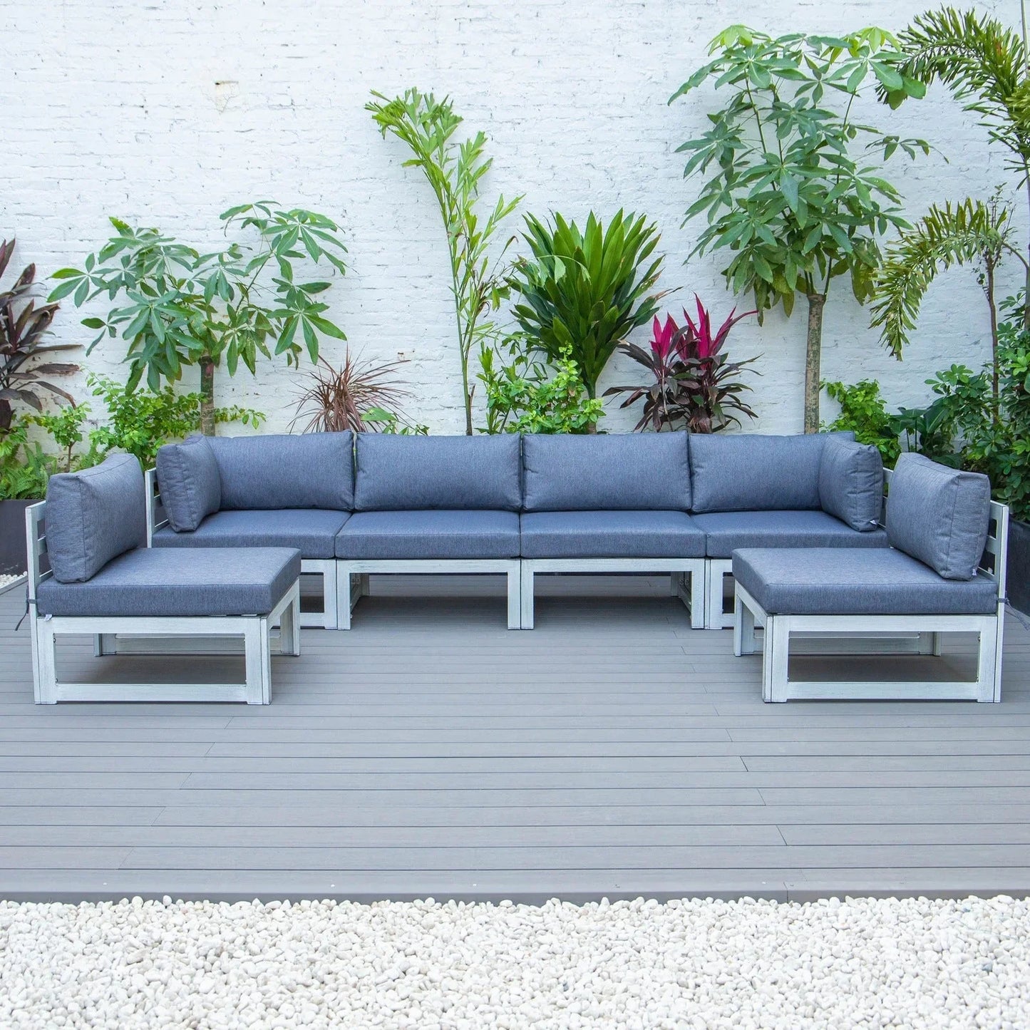 Chelsea 6-Piece Patio Sectional In Weathered Grey Aluminum With Cushions - Elax Furniture
