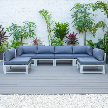 Chelsea 6-Piece Patio Sectional In Weathered Grey Aluminum With Cushions - Elax Furniture