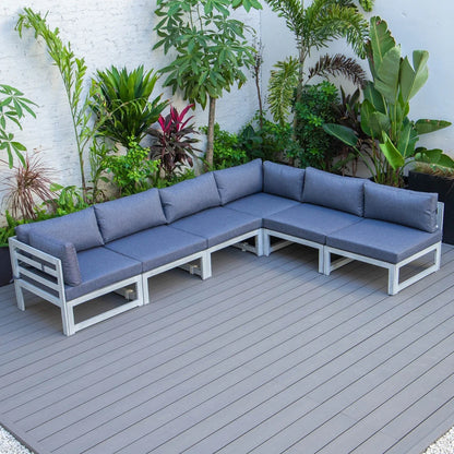 Chelsea 6-Piece Patio Sectional In Weathered Grey Aluminum With Cushions - Elax Furniture