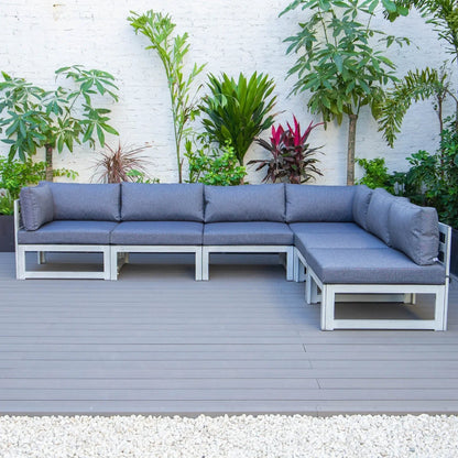 Chelsea 6-Piece Patio Sectional In Weathered Grey Aluminum With Cushions - Elax Furniture