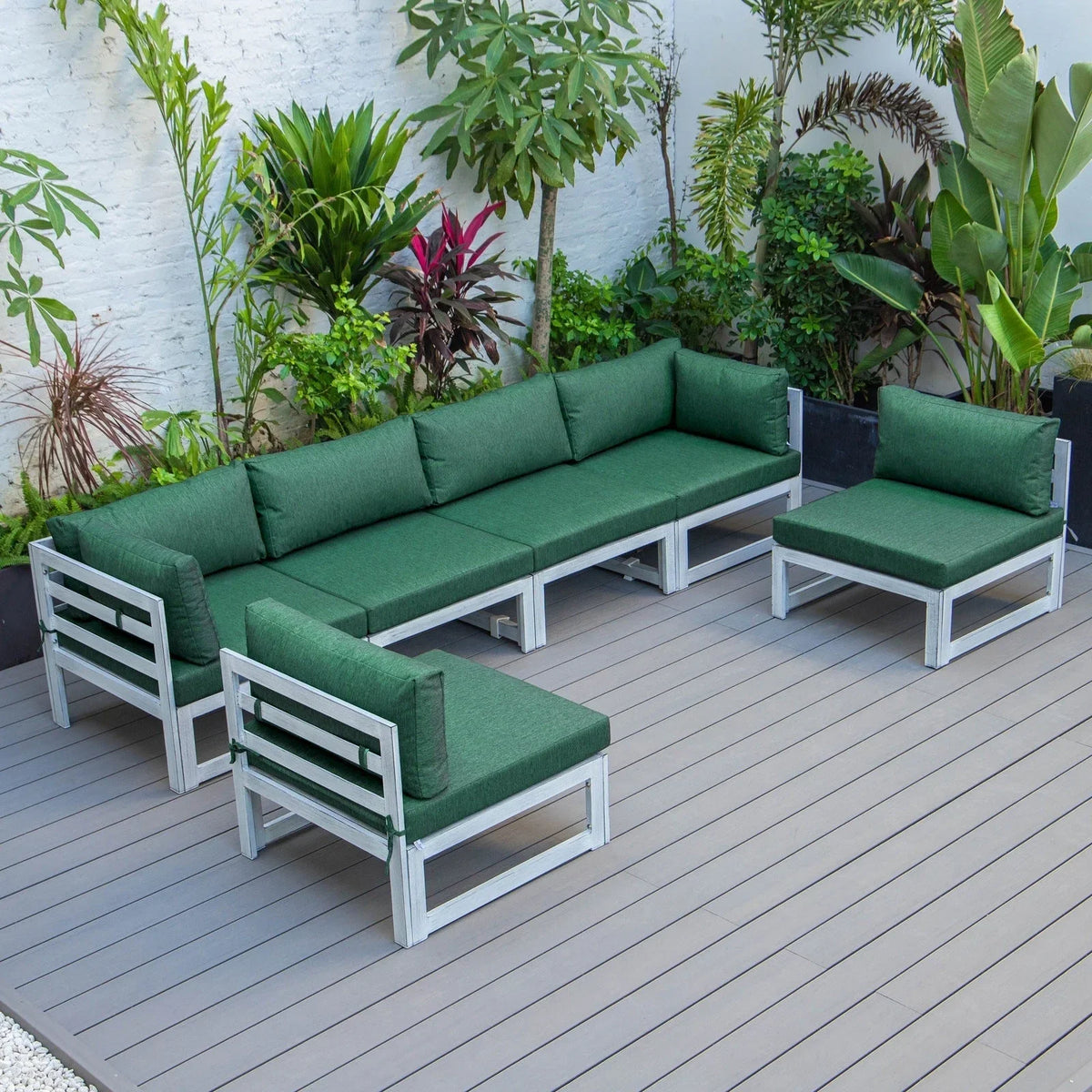 Chelsea 6-Piece Patio Sectional In Weathered Grey Aluminum With Cushions - Elax Furniture