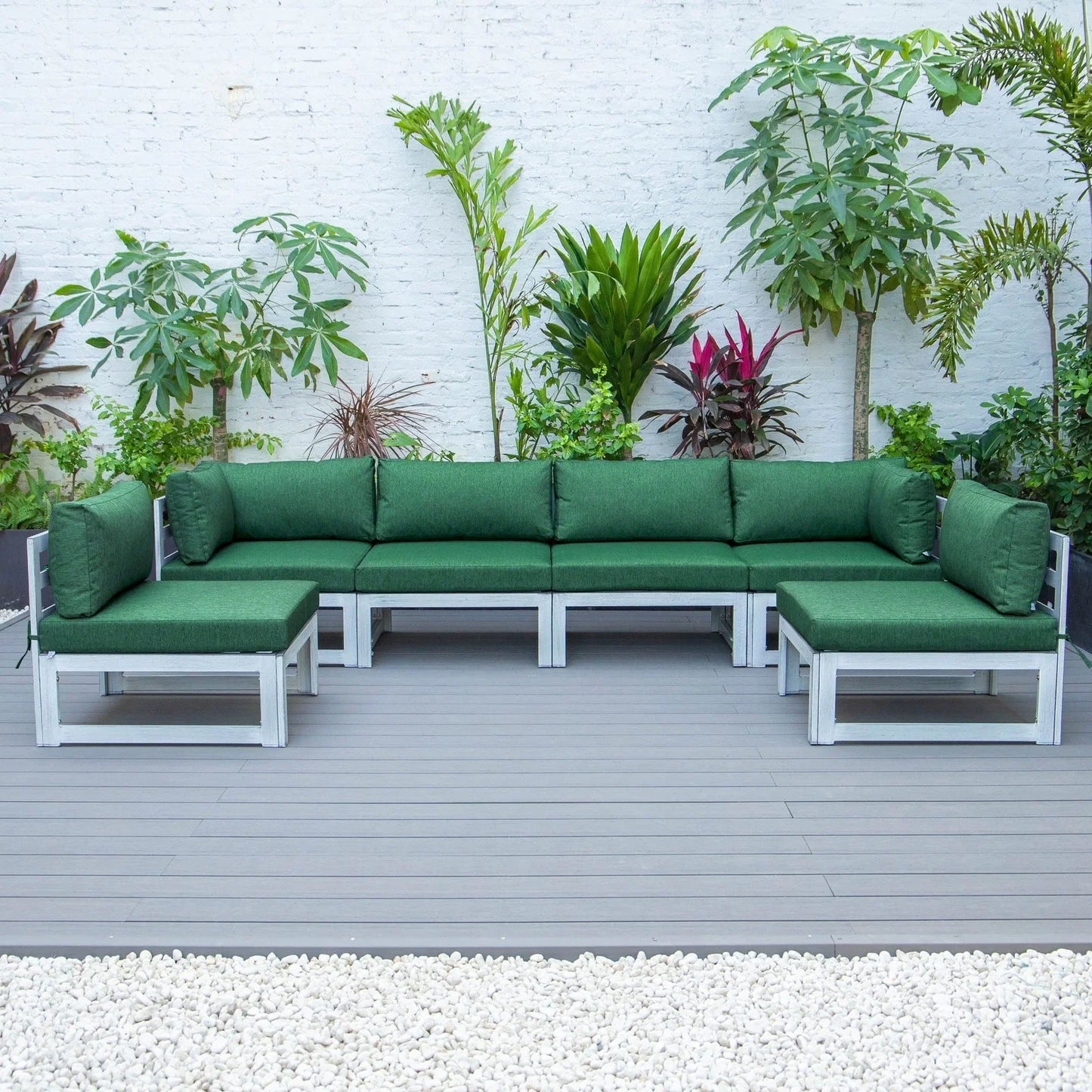 Chelsea 6-Piece Patio Sectional In Weathered Grey Aluminum With Cushions - Elax Furniture