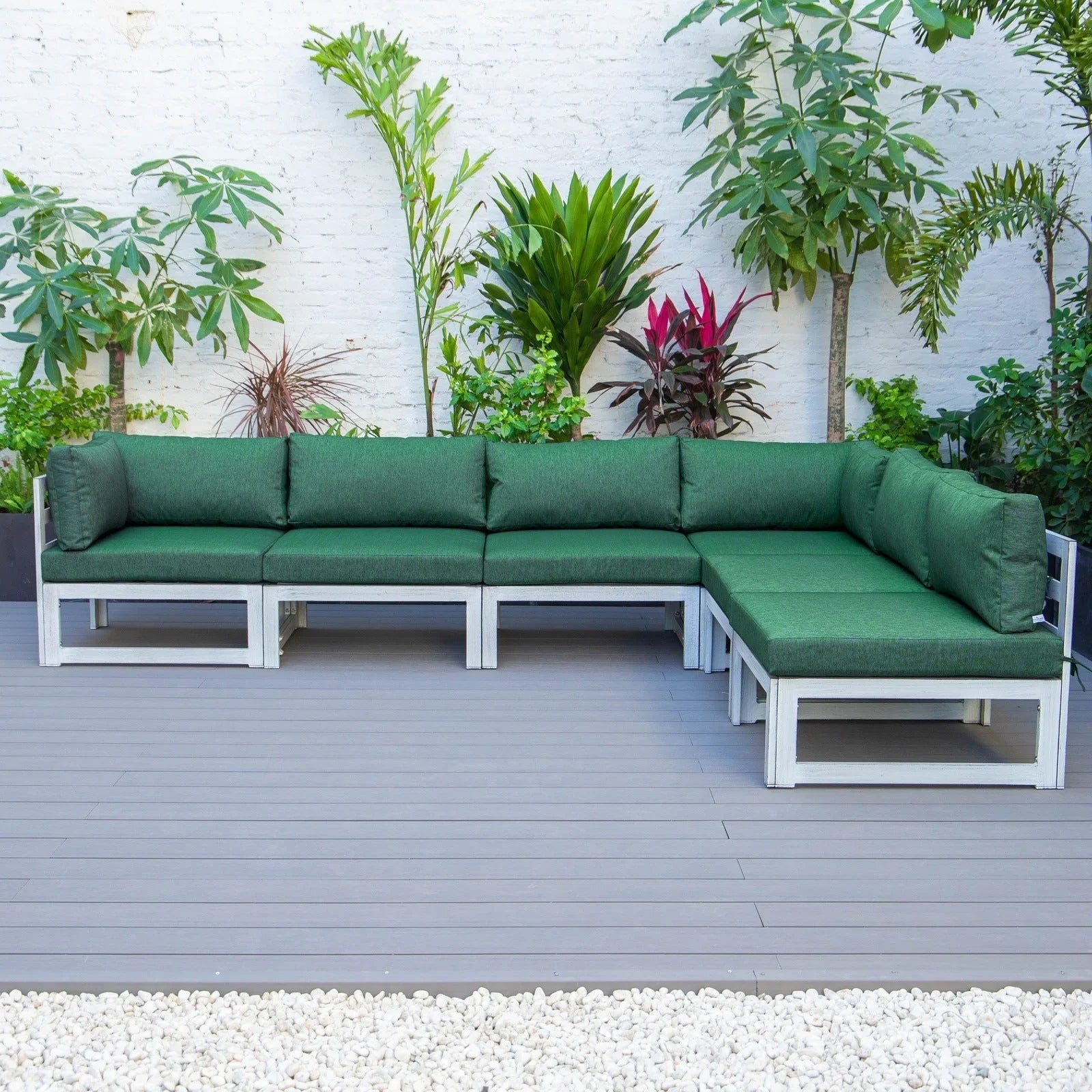 Chelsea 6-Piece Patio Sectional In Weathered Grey Aluminum With Cushions - Elax Furniture