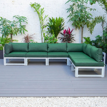 Chelsea 6-Piece Patio Sectional In Weathered Grey Aluminum With Cushions - Elax Furniture