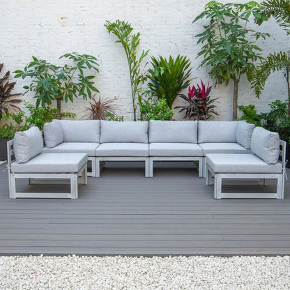 Chelsea 6-Piece Patio Sectional In Weathered Grey Aluminum With Cushions - Elax Furniture