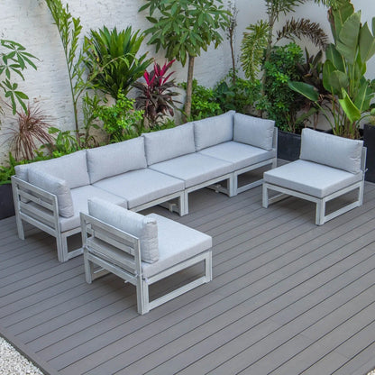 Chelsea 6-Piece Patio Sectional In Weathered Grey Aluminum With Cushions - Elax Furniture