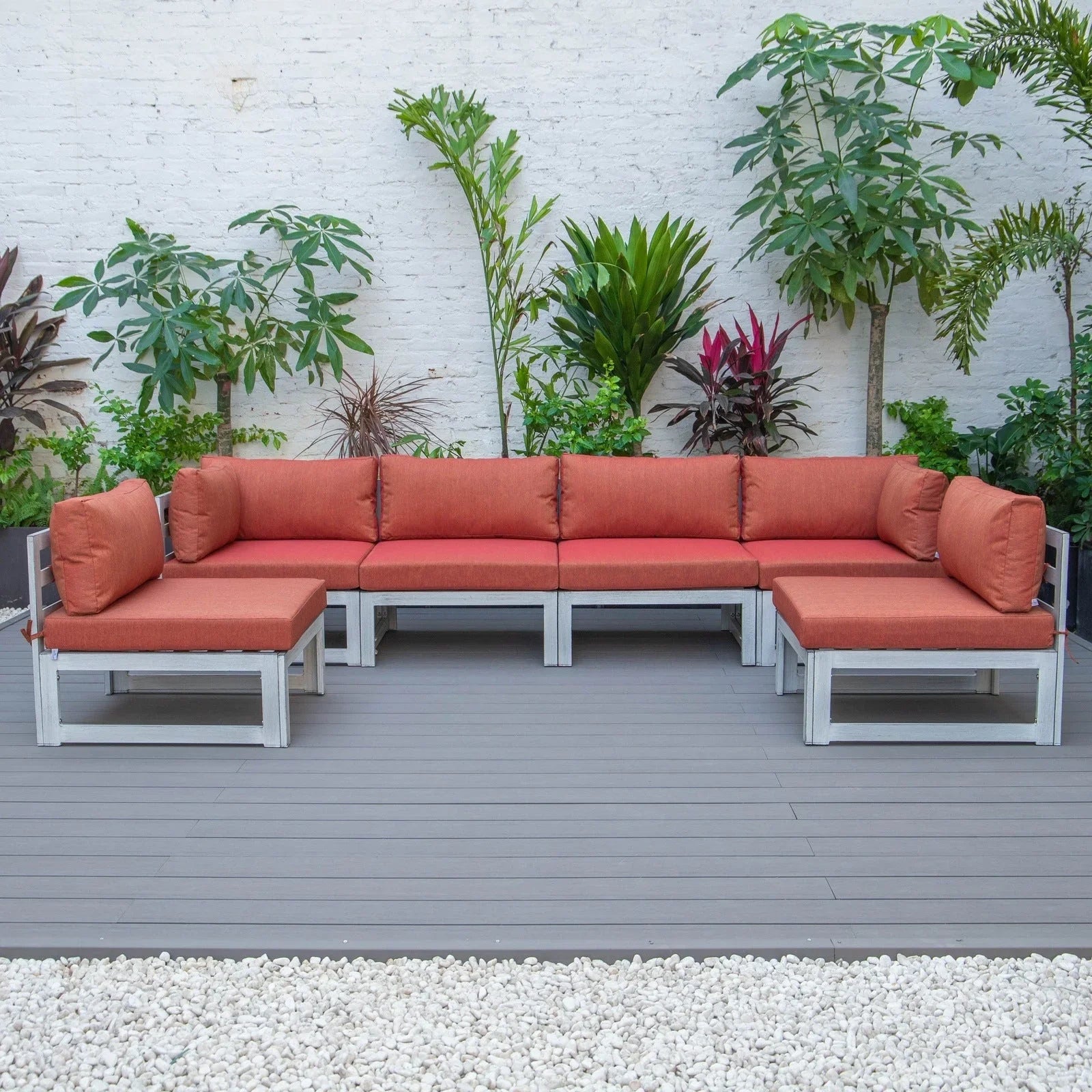 Chelsea 6-Piece Patio Sectional In Weathered Grey Aluminum With Cushions - Elax Furniture