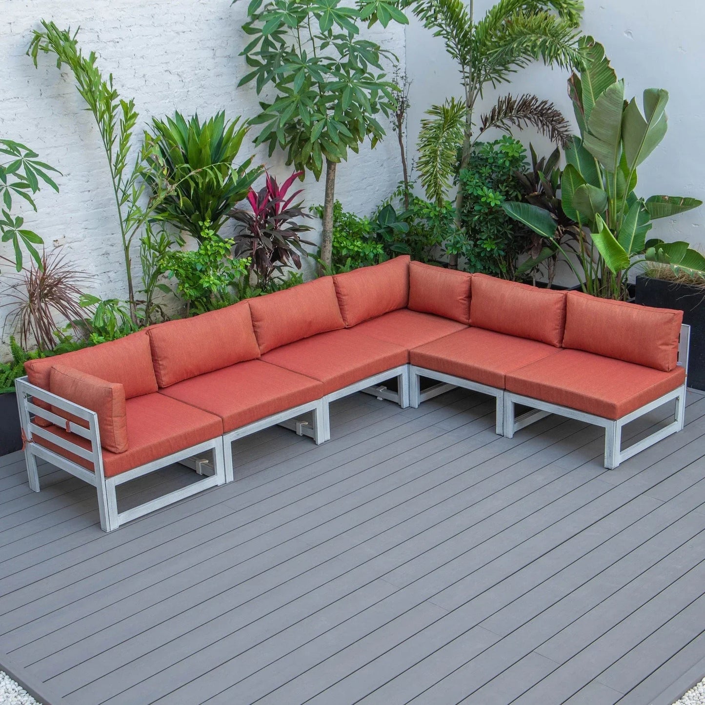 Chelsea 6-Piece Patio Sectional In Weathered Grey Aluminum With Cushions - Elax Furniture