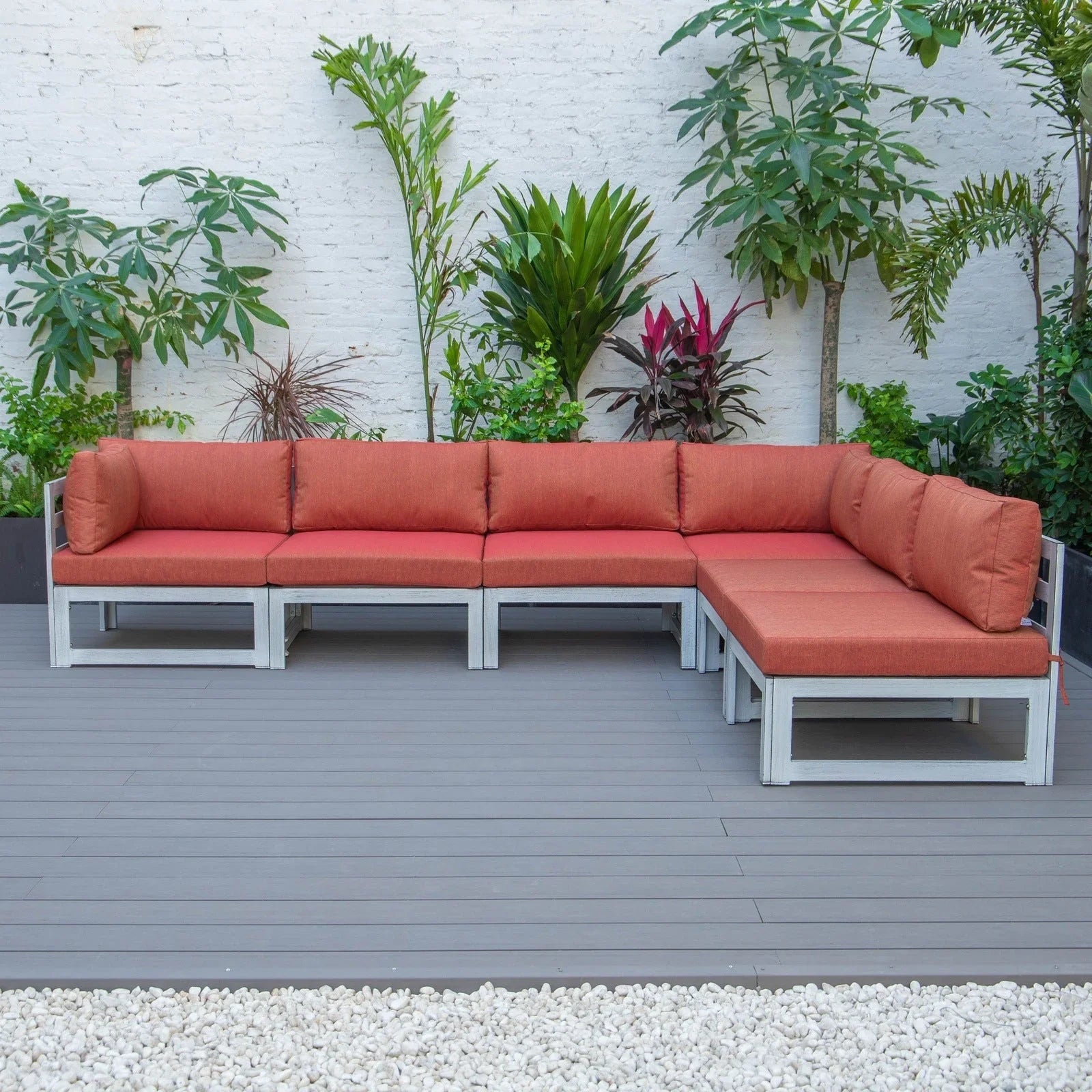 Chelsea 6-Piece Patio Sectional In Weathered Grey Aluminum With Cushions - Elax Furniture
