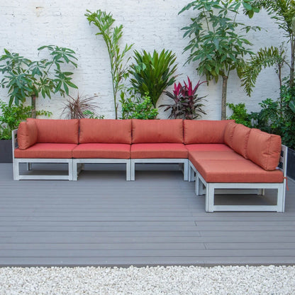 Chelsea 6-Piece Patio Sectional In Weathered Grey Aluminum With Cushions - Elax Furniture