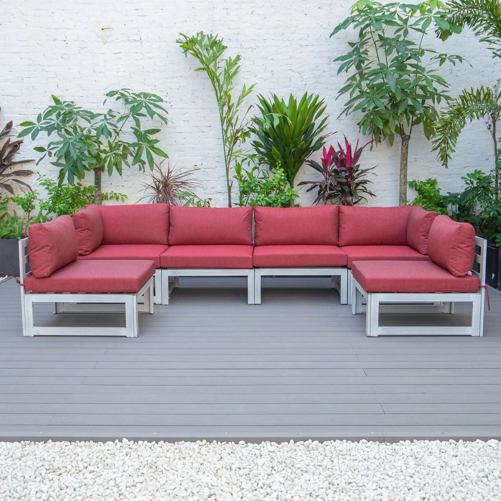 Chelsea 6-Piece Patio Sectional In Weathered Grey Aluminum With Cushions - Elax Furniture