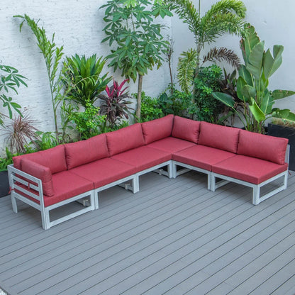 Chelsea 6-Piece Patio Sectional In Weathered Grey Aluminum With Cushions - Elax Furniture