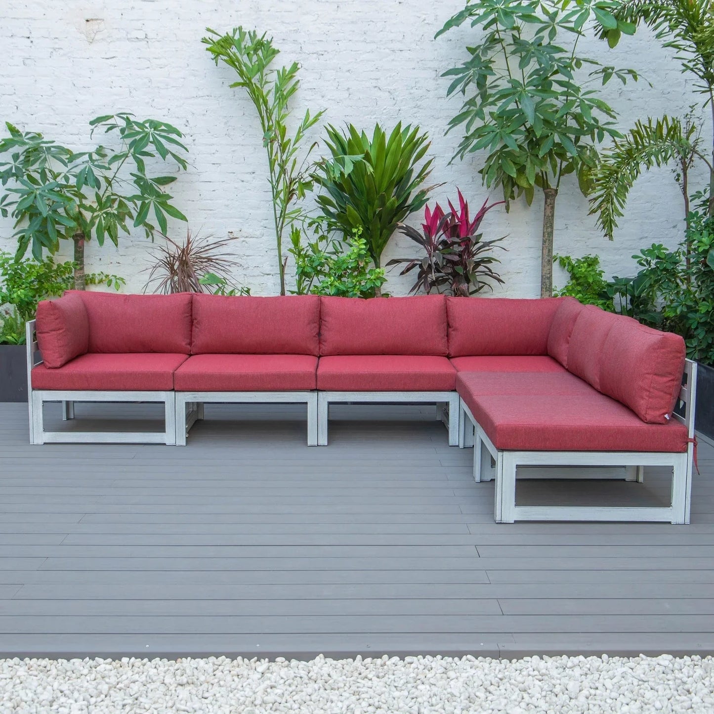 Chelsea 6-Piece Patio Sectional In Weathered Grey Aluminum With Cushions - Elax Furniture