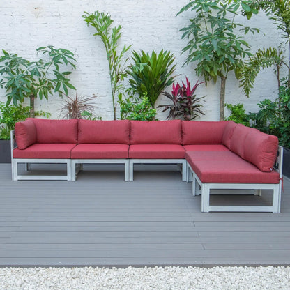 Chelsea 6-Piece Patio Sectional In Weathered Grey Aluminum With Cushions - Elax Furniture