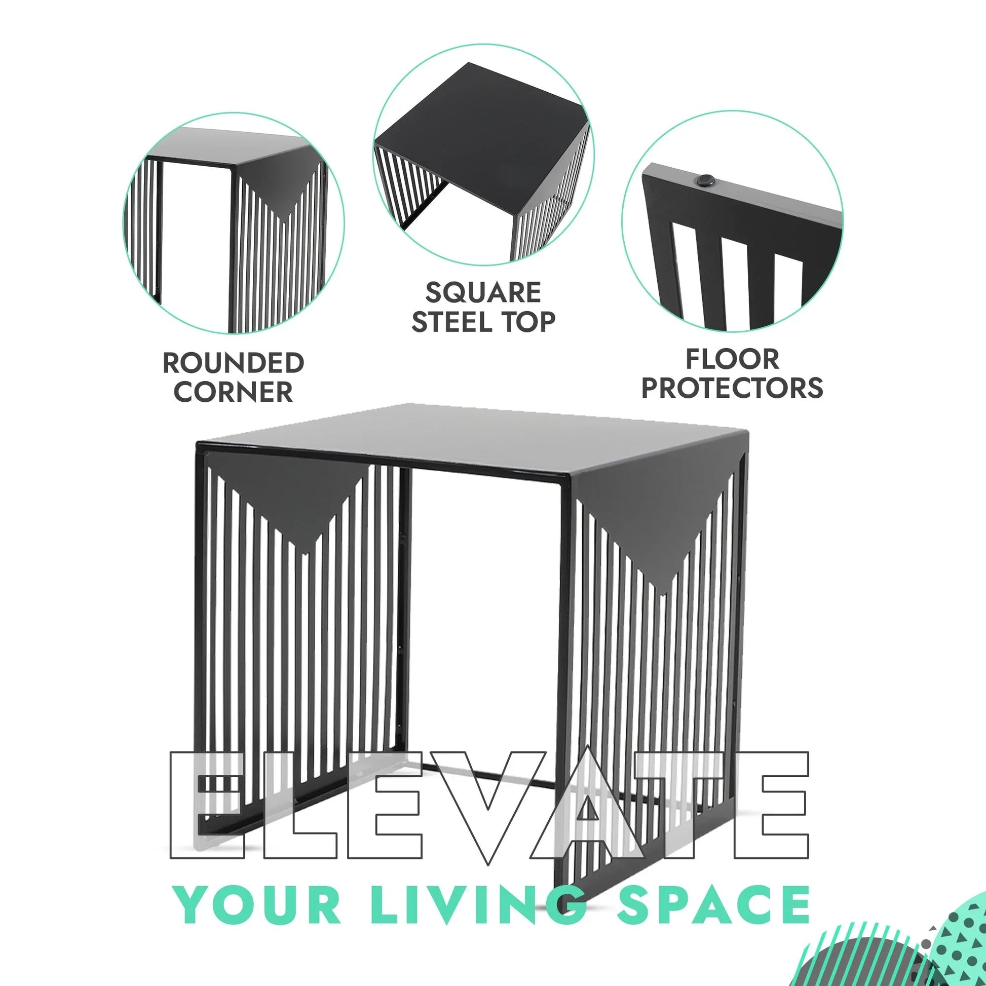 Cisco Modern Square Steel Side Table with Powder Coated Finish - Elax Furniture