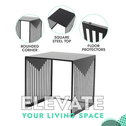 Cisco Modern Square Steel Side Table with Powder Coated Finish - Elax Furniture