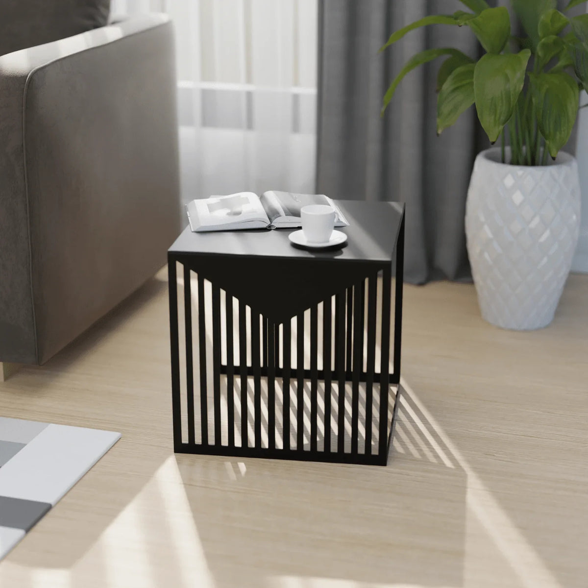 Cisco Modern Square Steel Side Table with Powder Coated Finish - Elax Furniture