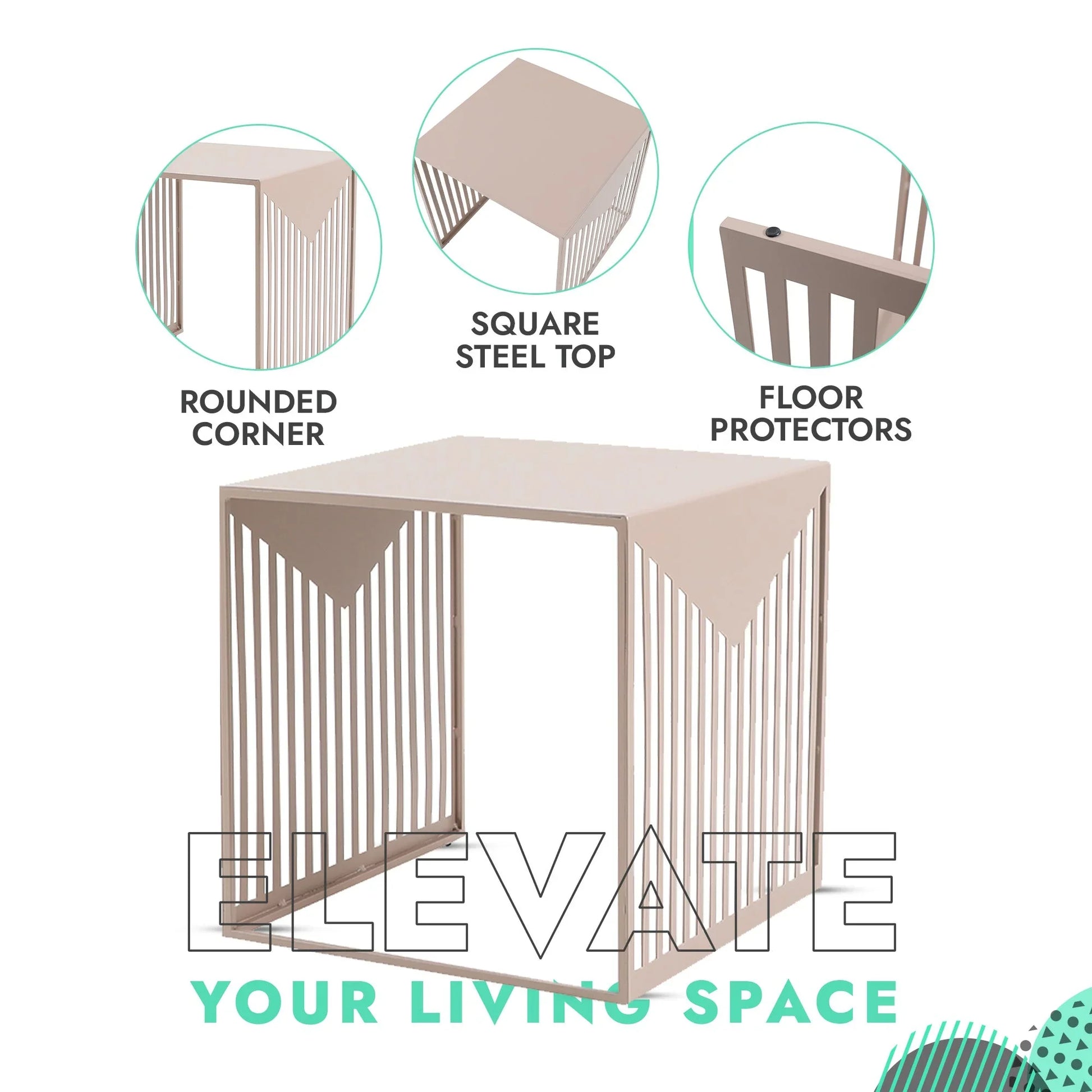 Cisco Modern Square Steel Side Table with Powder Coated Finish - Elax Furniture