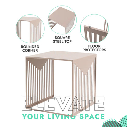 Cisco Modern Square Steel Side Table with Powder Coated Finish - Elax Furniture