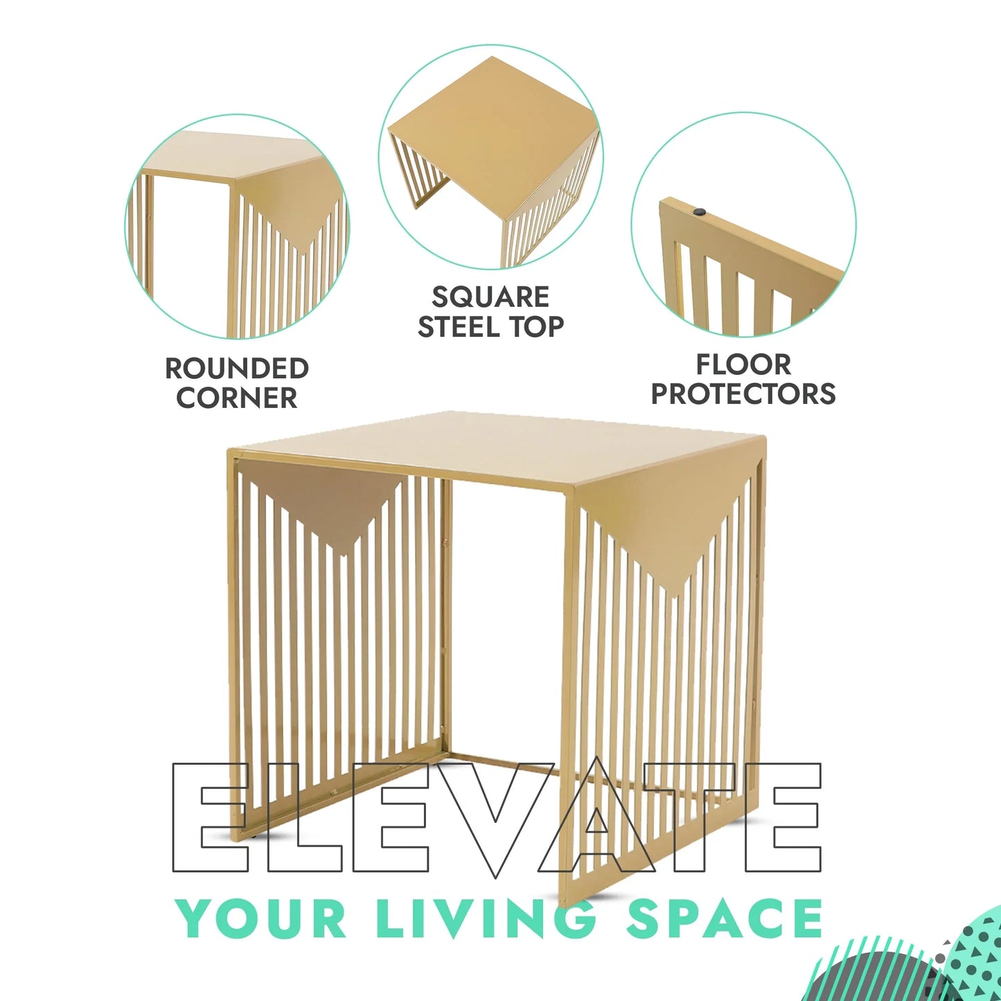 Cisco Modern Square Steel Side Table with Powder Coated Finish - Elax Furniture