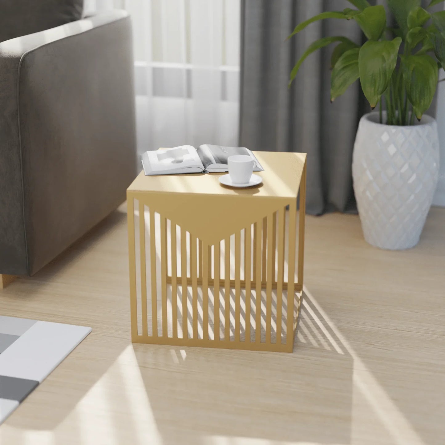 Cisco Modern Square Steel Side Table with Powder Coated Finish - Elax Furniture