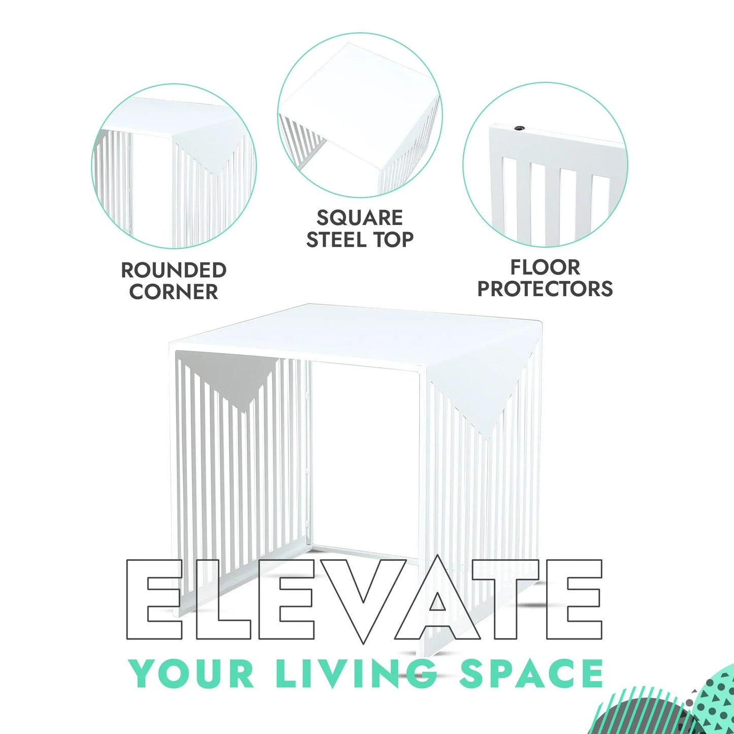 Cisco Modern Square Steel Side Table with Powder Coated Finish - Elax Furniture