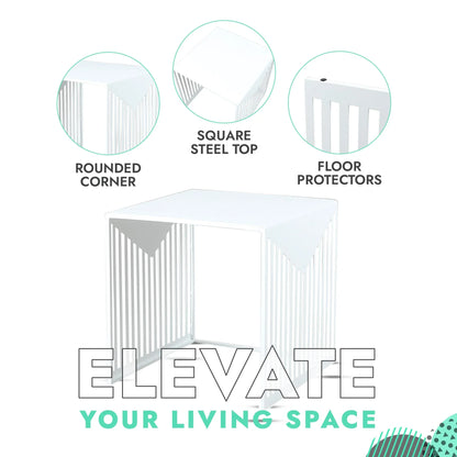 Cisco Modern Square Steel Side Table with Powder Coated Finish - Elax Furniture