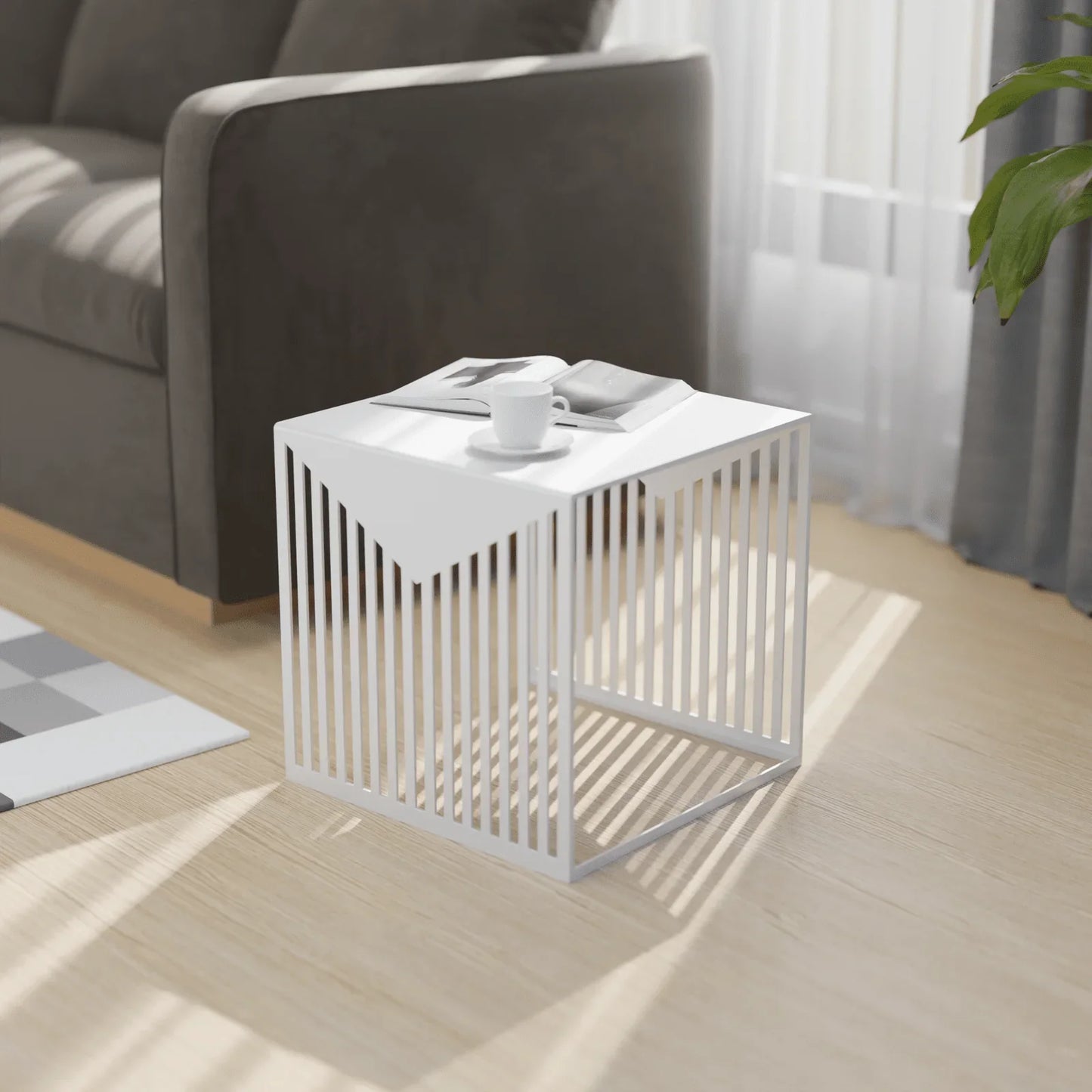 Cisco Modern Square Steel Side Table with Powder Coated Finish - Elax Furniture