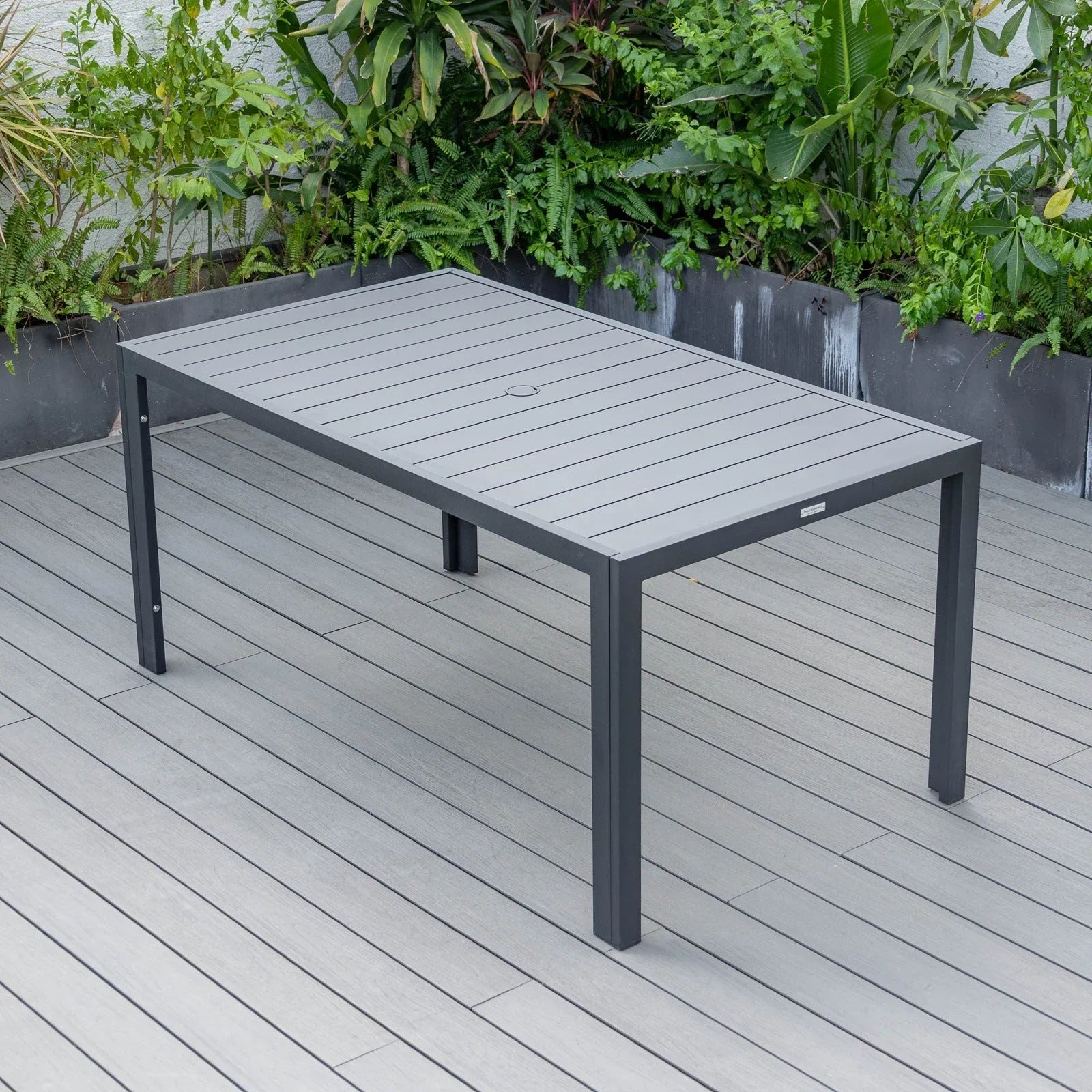 Chelsea Mid-Century Modern 63" & 87" Rectangular Outdoor Dining Table, Black Aluminum - Elax Furniture