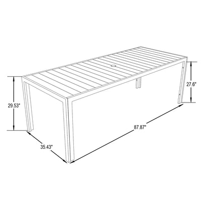 Chelsea Mid-Century Modern 63" & 87" Rectangular Outdoor Dining Table, Black Aluminum - Elax Furniture
