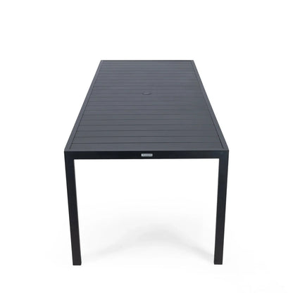 Chelsea Mid-Century Modern 63" & 87" Rectangular Outdoor Dining Table, Black Aluminum - Elax Furniture