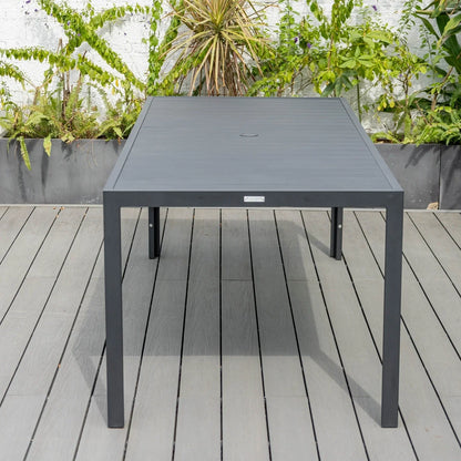 Chelsea Mid-Century Modern 63" & 87" Rectangular Outdoor Dining Table, Black Aluminum - Elax Furniture