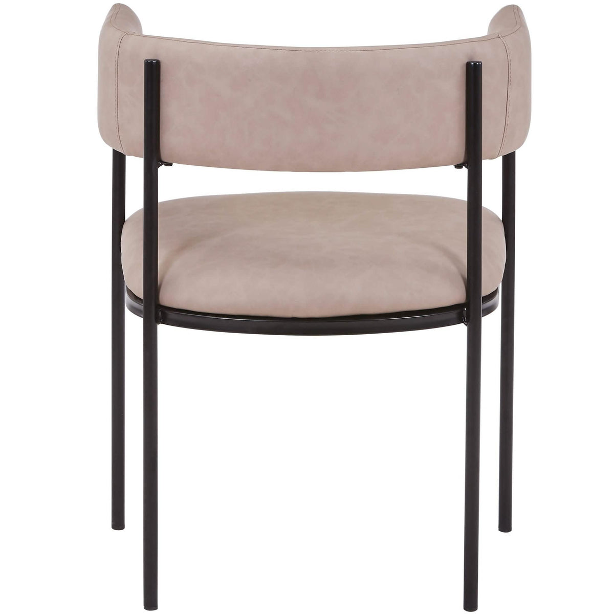 Cyril Dining Chair in Leather or Velvet with Open Back Design and Powder-Coated Iron Frame Taupe Dining Chair Leisuremod
