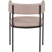 Cyril Dining Chair in Leather or Velvet with Open Back Design and Powder-Coated Iron Frame Taupe Dining Chair Leisuremod