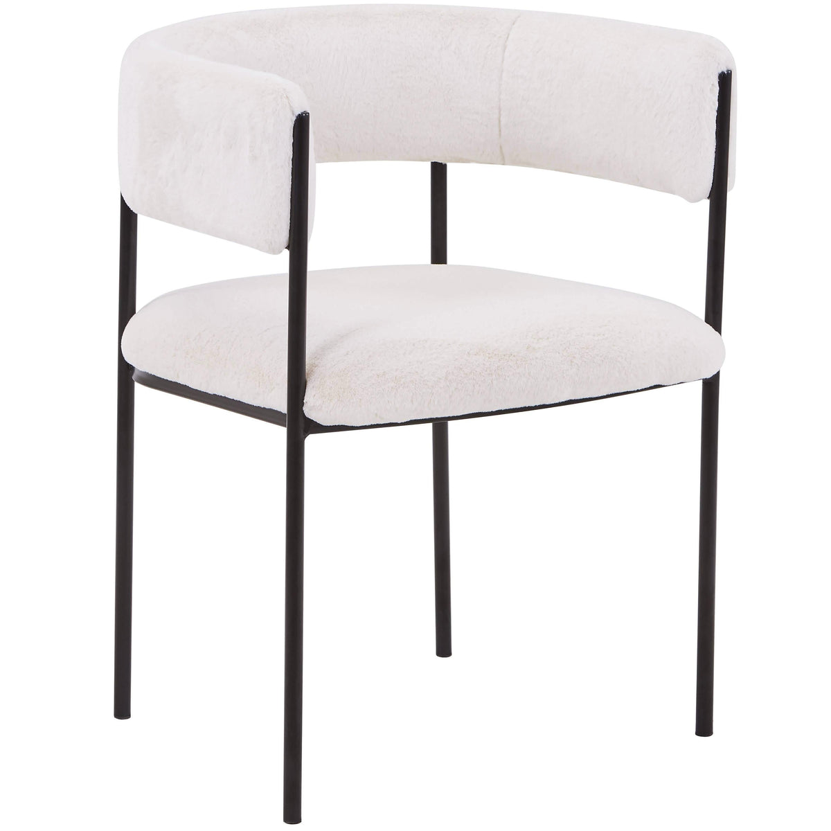 Cyril Dining Chair in Leather or Velvet with Open Back Design and Powder-Coated Iron Frame White Dining Chair Leisuremod