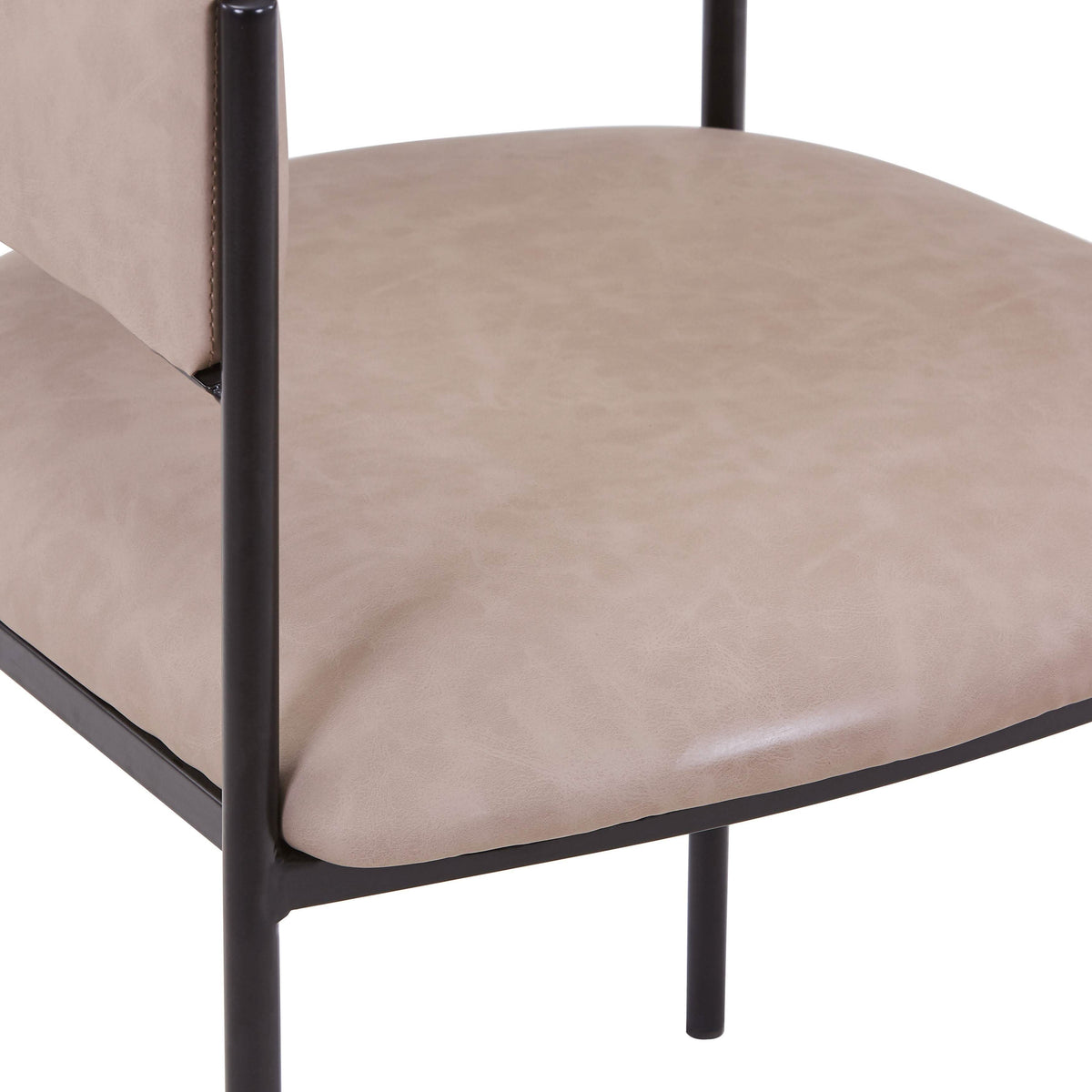 Cyril Dining Chair in Leather or Velvet with Open Back Design and Powder-Coated Iron Frame Taupe Dining Chair Leisuremod