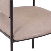 Cyril Dining Chair in Leather or Velvet with Open Back Design and Powder-Coated Iron Frame Taupe Dining Chair Leisuremod