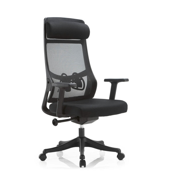 Dale Adjustable Upholstered Office Chair with Mesh Back Black Office Chair Leisuremod