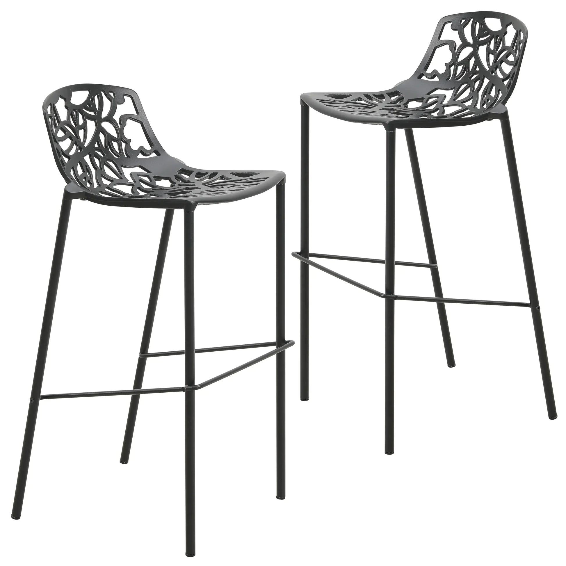 Devon Modern Aluminum Bar Stool with Backrest and Powder-Coated Legs Set of 2 - Elax Furniture