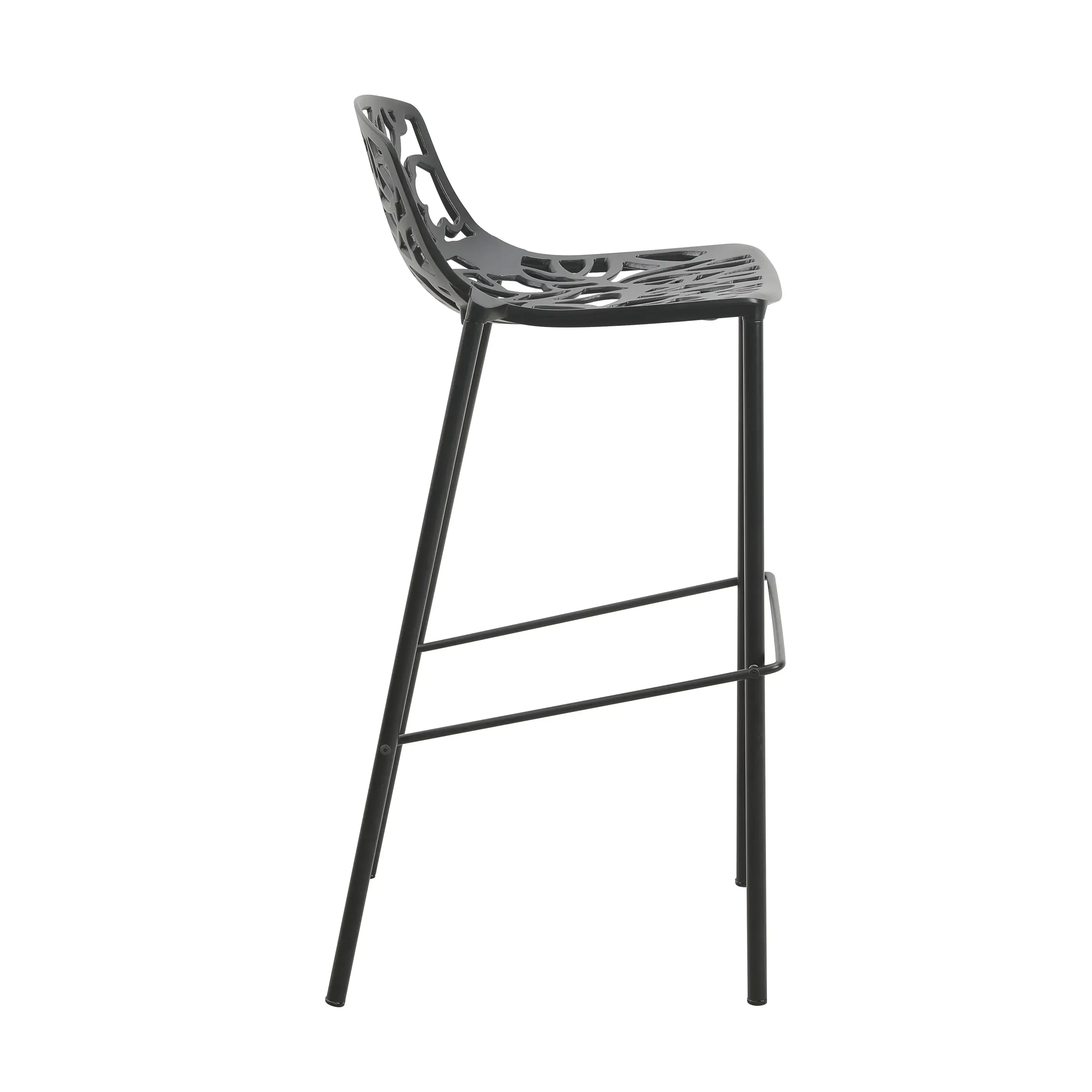Devon Modern Aluminum Bar Stool with Backrest and Powder-Coated Legs Set of 2