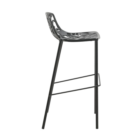 Devon Modern Aluminum Bar Stool with Backrest and Powder-Coated Legs Set of 2