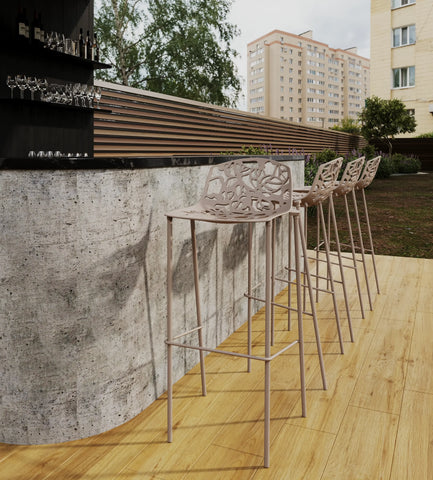 Devon Modern Aluminum Bar Stool with Backrest and Powder-Coated Legs Set of 2