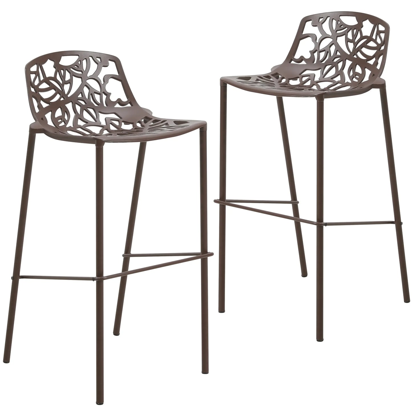Devon Modern Aluminum Bar Stool with Backrest and Powder-Coated Legs Set of 2 - Elax Furniture