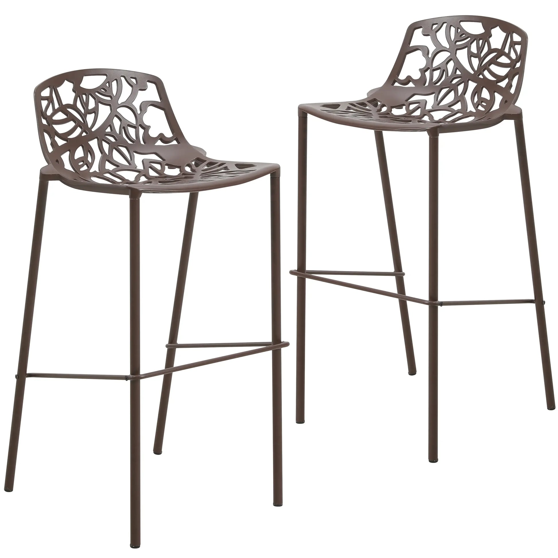 Devon Modern Aluminum Bar Stool with Backrest and Powder-Coated Legs Set of 2 - Elax Furniture