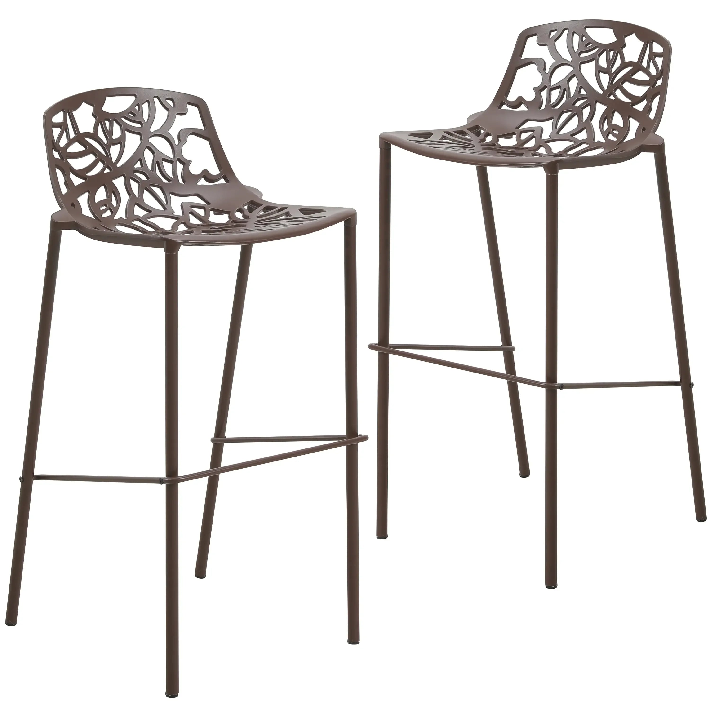 Devon Modern Aluminum Bar Stool with Backrest and Powder-Coated Legs Set of 2 - Elax Furniture