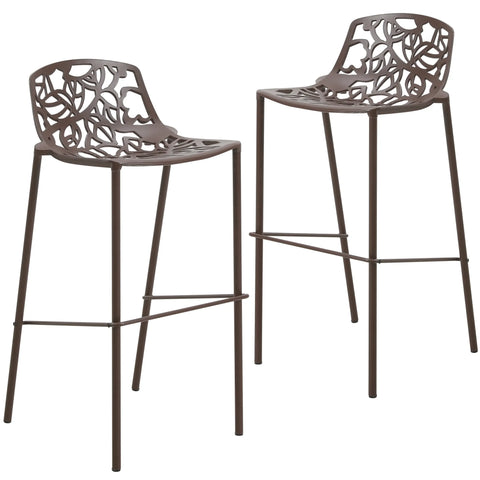 Devon Modern Aluminum Bar Stool with Backrest and Powder-Coated Legs Set of 2