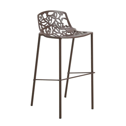 Devon Aluminum Indoor Outdoor Bar Stool with Powder Coated Frame and Footrest - Elax Furniture
