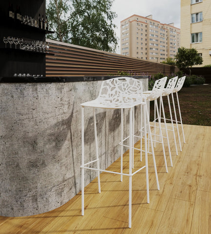 Devon Modern Aluminum Bar Stool with Backrest and Powder-Coated Legs Set of 2