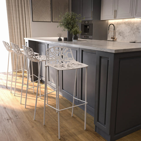 Devon Modern Aluminum Bar Stool with Backrest and Powder-Coated Legs Set of 2