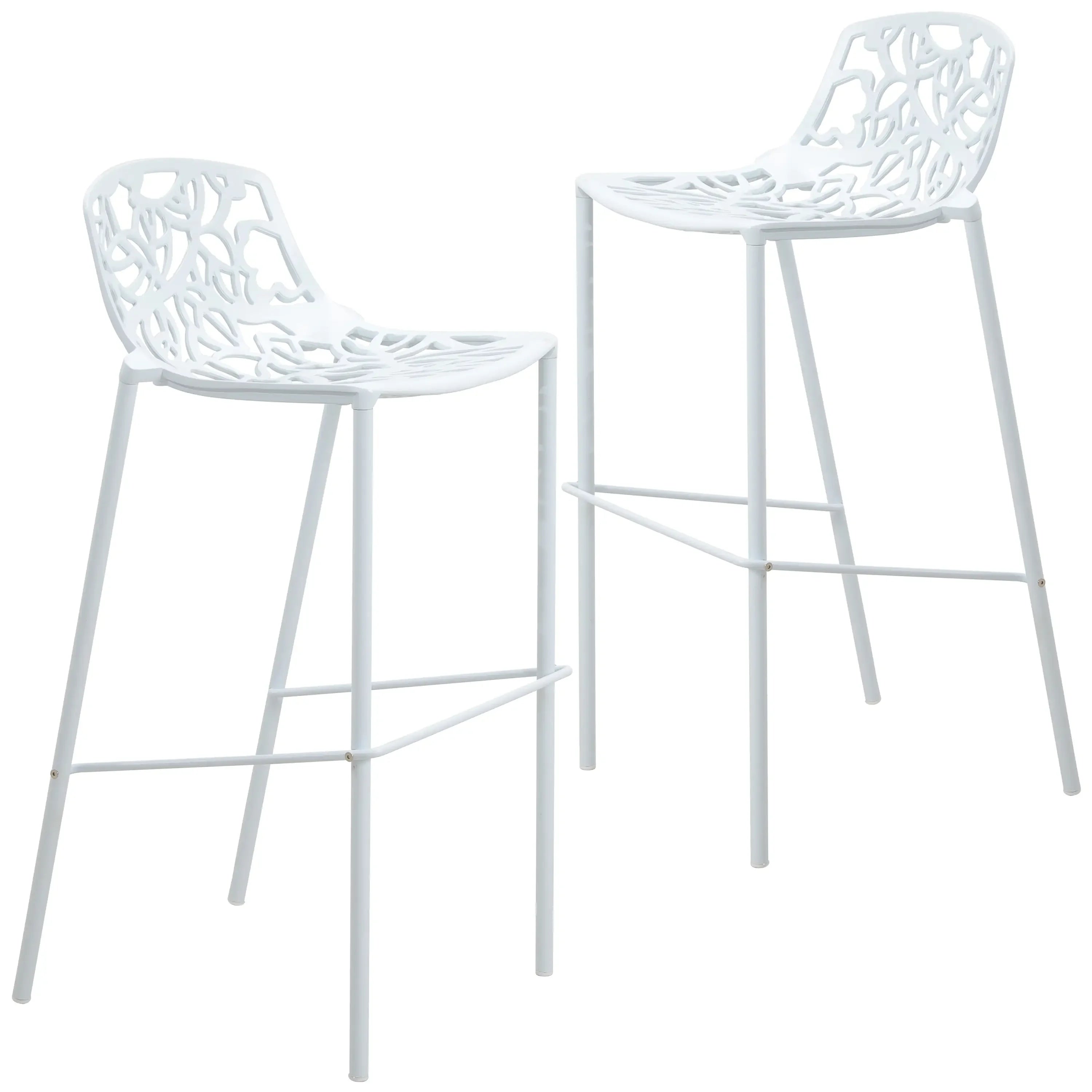 Devon Modern Aluminum Bar Stool with Backrest and Powder-Coated Legs Set of 2 - Elax Furniture